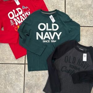 Old Navy Kids Long Sleeve Tees - Green, Red, Black